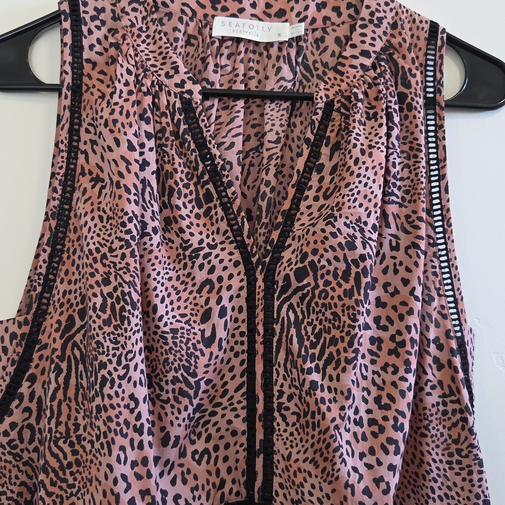 Seafolly Pink and Black Leopard Print Mini Dress - Picture 6 of 9